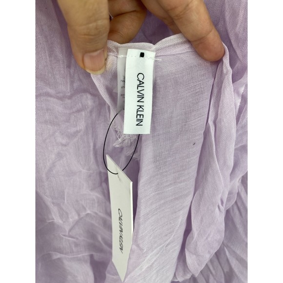 Calvin Klein NWT Chambray Woven Oblong Scarf Fringe Raw Ends Opan One Size New - Picture 9 of 12